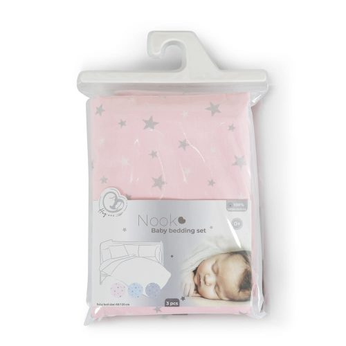 Moni Nook 3 részes bébi ágynemű huzat garnitúra PINK CSILLAG – Zsebi Baba Shop