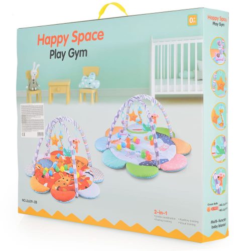 Moni HAPPY SPACE Daisy játszószőnyeg, kerek virág, 20 db labdával textil, műanyag PASZTEL – játszószőnyeg 1. kép