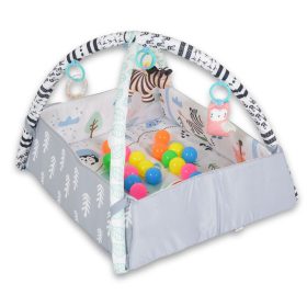 Moni HAPPY SPACE Rabit játszószőnyeg NYUSZIS állatos, szögletes, 20 db labdával textil, műa.FEKETE – játszószőnyeg 2. kép
