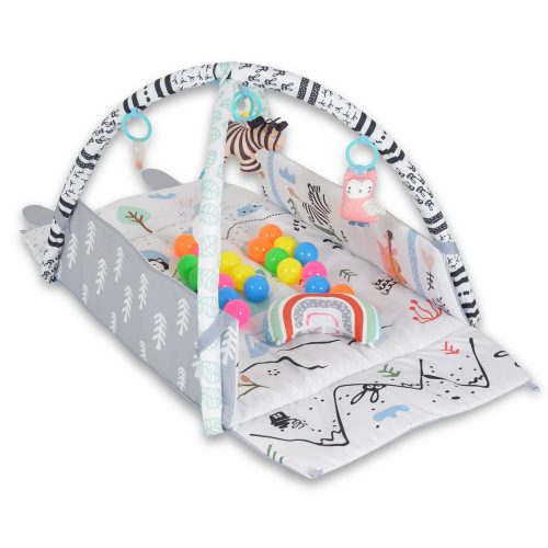 Moni HAPPY SPACE Rabit játszószőnyeg NYUSZIS állatos, szögletes, 20 db labdával textil, műa.FEKETE – játszószőnyeg 4. kép