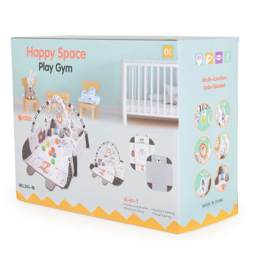 Moni HAPPY SPACE Rabit játszószőnyeg NYUSZIS állatos, szögletes, 20 db labdával textil, műa.FEKETE – játszószőnyeg 7. kép