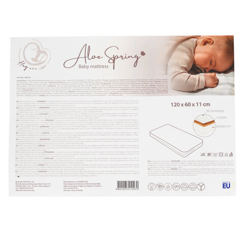 HUGZZZ ALOE SPRING matrac 120x60cm aloe vera FEHÉR