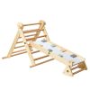 Moni PIKLER 2in1 fa MÁSZÓKA 3szög és mászórámpa Montessori 132*60cm NATUR – gyermekjáték 2. kép