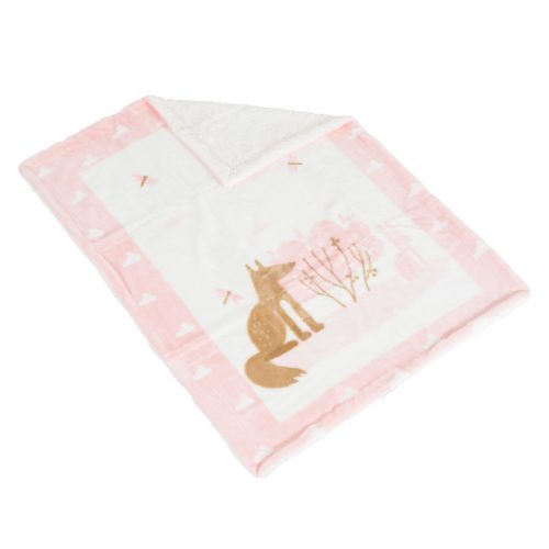 Cangaroo Baba takaró LITTLE FRIENDS 80x110 cm erdei állatos PINK – babatermék 4. kép