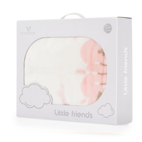 Cangaroo Baba takaró LITTLE FRIENDS 80x110 cm erdei állatos PINK – babatermék 1. kép