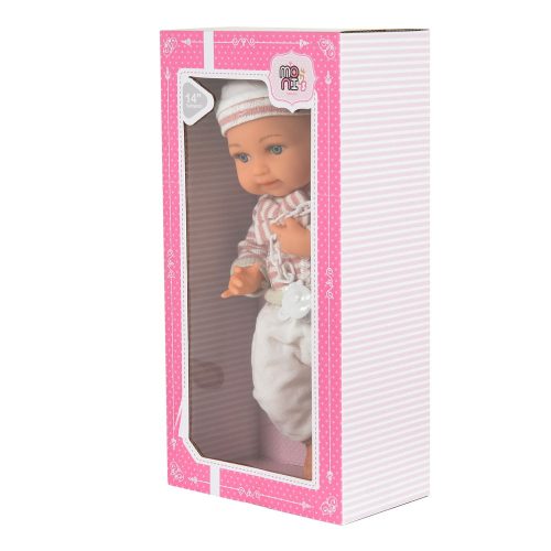 Moni BABA 36cm csíkos szett cumival RÓZSA 