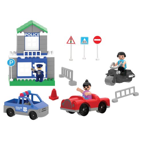 Pilsan  építőkészlet forgalomirányítós, autós 57dbos POLICE – Zsebi Baba Shop