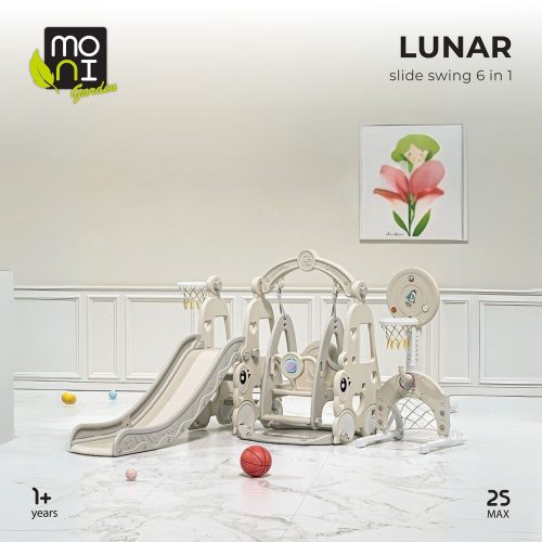 MONI óriás játékszett hinta, csúszda 6IN1 LUNAR SZÜRKE – gyermekjáték 1. kép