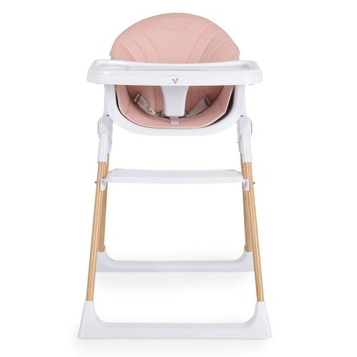 Cangaroo ALMOND etetőszék bőr ülés fa lábakkal PINK