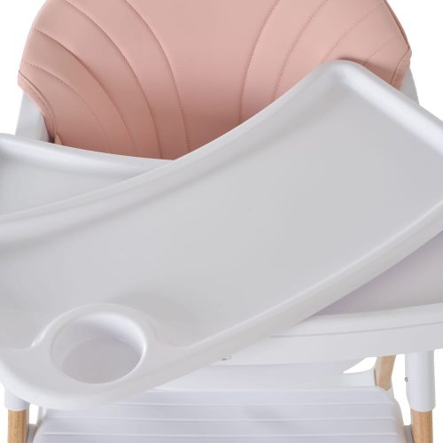 Cangaroo ALMOND etetőszék bőr ülés fa lábakkal PINK
