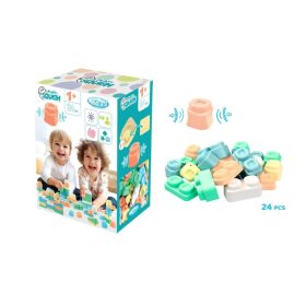 MOCHTOYS Play&Squish építőkocka dobozban 24 db-os puha építőjáték PASZTELL – Zsebi Baba Shop