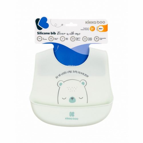 Kikkaboo elõke szilikon Bear with Me menta – Zsebi Baba Shop
