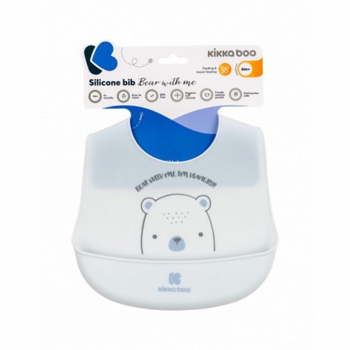Kikkaboo elõke szilikon Bear with Me kék – Zsebi Baba Shop