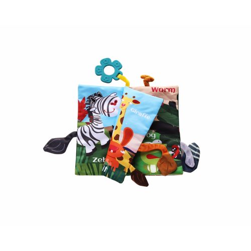 Kikkaboo készségfejlesztõ textil könyv és rágóka wild animals – Zsebi Baba Shop