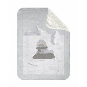 Kikkaboo takaró polar/sherpa kétoldalas 110x140cm fóka – babatermék