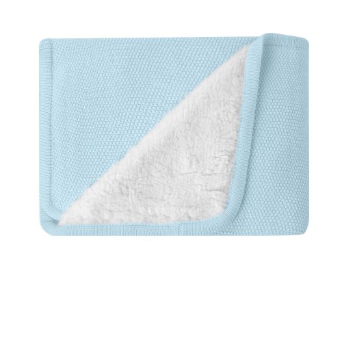 Kikkaboo takaró prémium pamut/sherpa kétoldalas 75x100cm Dream Big melange kék – babatermék 3. kép