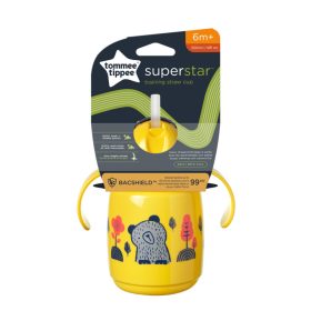 Tommee Tippee itatópohár - Superstar Training Straw Cup szívószálas 300ml 6hó sárga – Zsebi Baba Shop