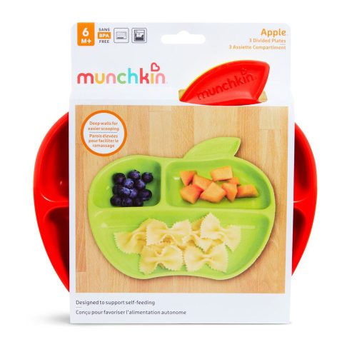 Munchkin tányér szett háromrekeszes Lil Apple 3db 6hó – babatermék 1. kép