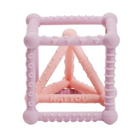 Nattou rágóka szilikon kocka és háromszög szett 2db lila-pink – Zsebi Baba Shop