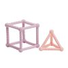 Nattou rágóka szilikon kocka és háromszög szett 2db lila-pink – Zsebi Baba Shop