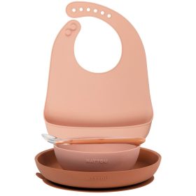 Nattou étkészlet szilikon 4 részes elõkével pink – Zsebi Baba Shop