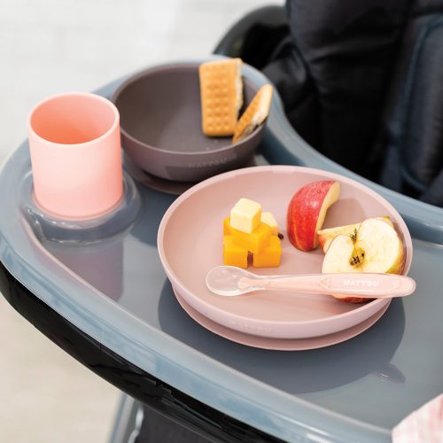 Nattou étkészlet szilikon 4 részes pohárral pink-padlizsán – babatermék 1. kép