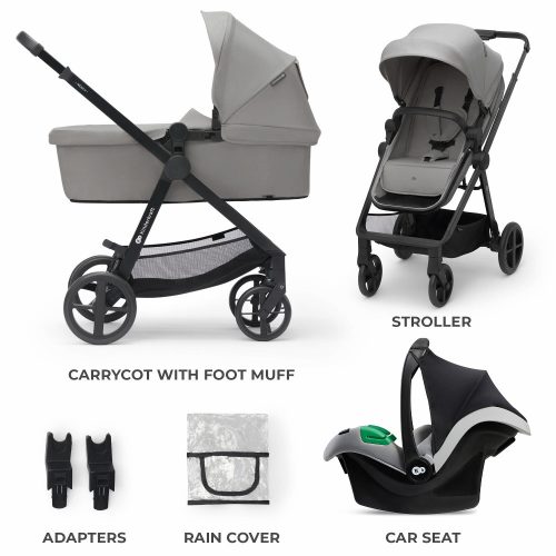 Kinderkraft babakocsi többfunkciós NEWLY 3in1 MINK PRO szürke – Zsebi Baba Shop