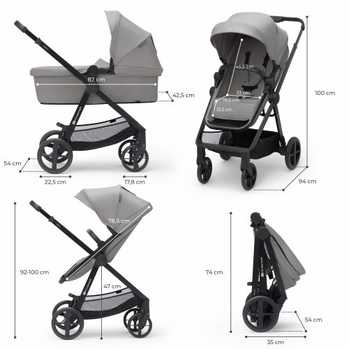 Kinderkraft babakocsi többfunkciós NEWLY 3in1 MINK PRO szürke – Zsebi Baba Shop