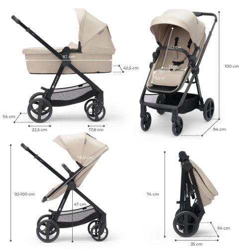 Kinderkraft babakocsi többfunkciós NEWLY 3in1 MINK PRO  bézs – Zsebi Baba Shop