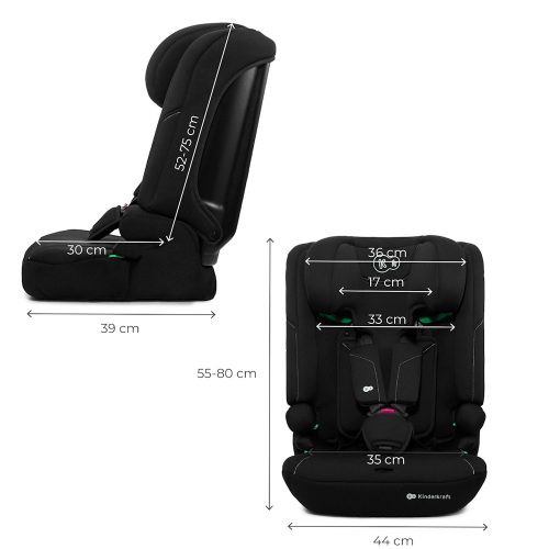 Kinderkraft gyerekülés ülésmagasító I-COMFY i-Size 76-150cm fekete – 76–150 cm-es autósülés 1. kép