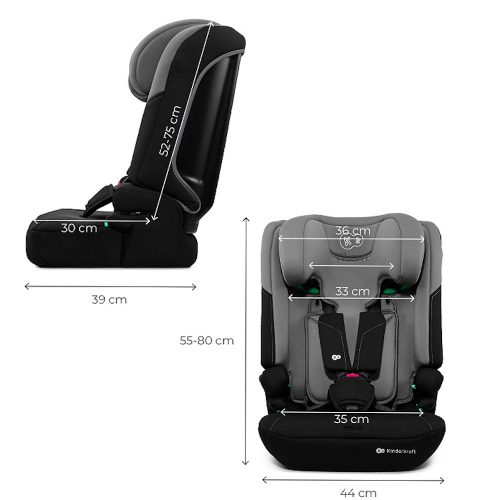 Kinderkraft gyerekülés ülésmagasító I-COMFY i-Size 76-150cm sötétszürke – 76–150 cm-es autósülés 1. kép