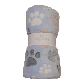 Soffi Baby takaró plüss dupla kék tappancsos 75x100cm – babatermék
