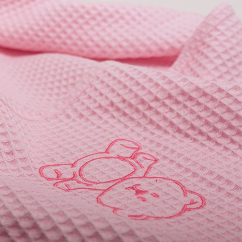 Vaganza fürdõlepedõ Waffle 70X70cm rózsaszín hímzett maci – babatermék 1. kép