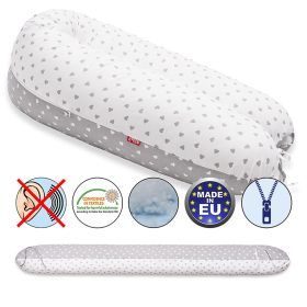 Scamp szoptatós párna univerzális pamut Little Heart White Grey SZPE136 – termékfotó