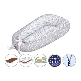 Scamp babafészek kókuszbetétes Little Clouds White Grey BF001 – Zsebi Baba Shop