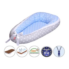 Scamp babafészek kókuszbetétes Blue Grey Stars BF005 – Zsebi Baba Shop