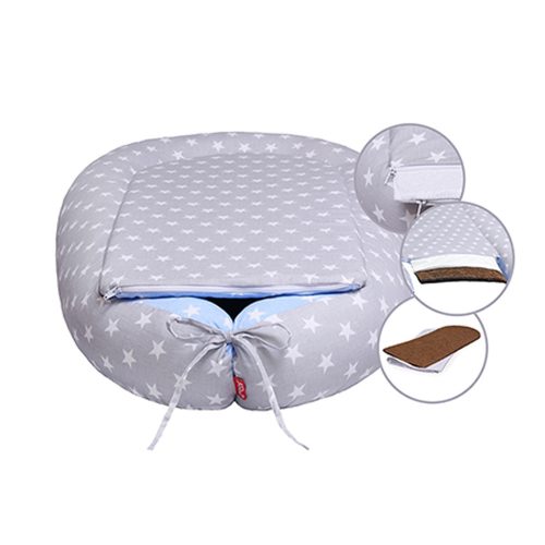 Scamp babafészek kókuszbetétes Blue Grey Stars BF005 – Zsebi Baba Shop