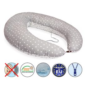 Scamp szoptatós párna formázott gombosvégû Little Heart White Grey SZPG002 – termékfotó