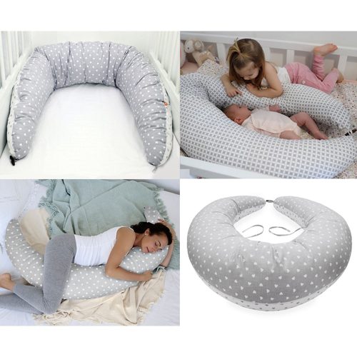 Scamp szoptatós párna formázott gombosvégû Little Heart White Grey SZPG002 – termékfotó