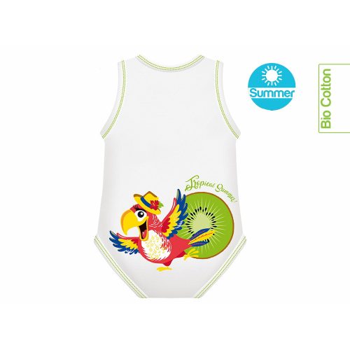 J Bimbi kombidressz 0-36 hó biopamut Summer Tropical Papagáj 10865 – babatermék 1. kép