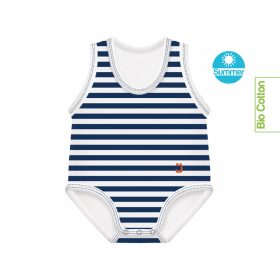 J Bimbi kombidressz 0-36 hó biopamut Summer csíkos sötétkék 12035 – babatermék 2. kép