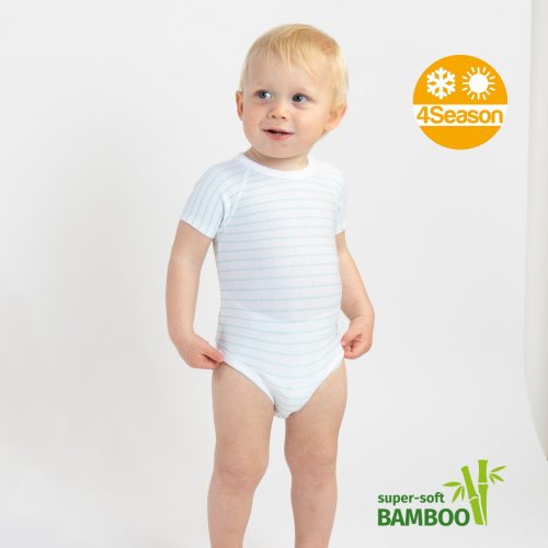 J Bimbi kombidressz 0-36 hó bambusz 4 Seasons csíkos aqua zöld 12044 – babatermék 1. kép