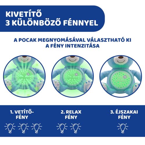Chicco Baby Bear plüss maci projektorvetítö és éjszakai lámpa kék – Zsebi Baba Shop