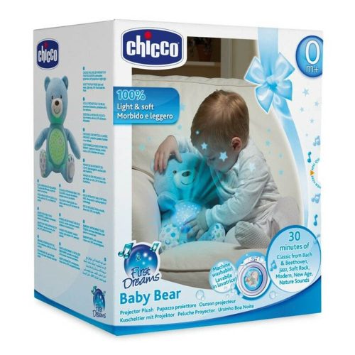Chicco Baby Bear plüss maci projektorvetítö és éjszakai lámpa kék – Zsebi Baba Shop