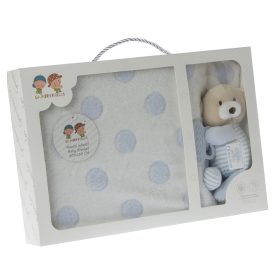 Gamberritos takaró - wellsoft 80x110cm - plüss játékkal, rágókával kék kutya 10617 – babatermék 2. kép