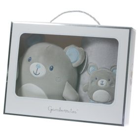 Gamberritos takaró wellsoft 80x110cm plüss játékkal szürke/kék maci 10757 – babatermék
