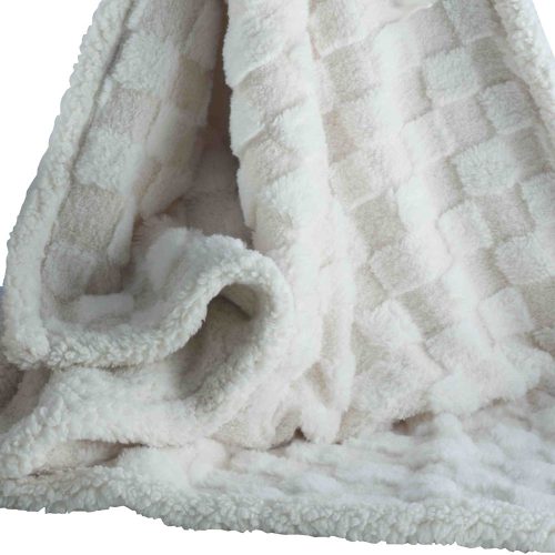 Gamberritos takaró plüss/sherpa kockás 80x110cm bézs 10760 – babatermék 1. kép