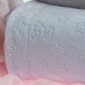 Gamberritos takaró plüss 80x110cm maci és csillag kék 10878 – babatermék