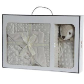 Gamberritos takaró plüss buborékos anyagú 80x110cm szundikendõvel bézs szarvas 10887 – babatermék