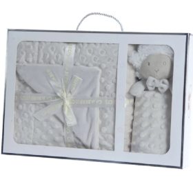 Gamberritos takaró plüss buborékos anyagú 80x110cm szundikendõvel fehér bárány 10887 – babatermék